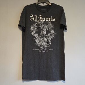 All Saints Gray Graphic T-Shirt for Men